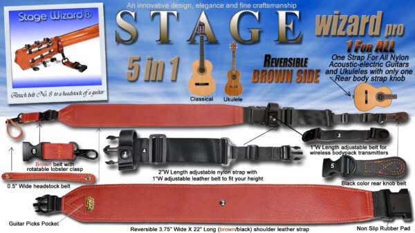 BULLOCK LEATHER GUITAR STRAP (Reversible) - Image 10